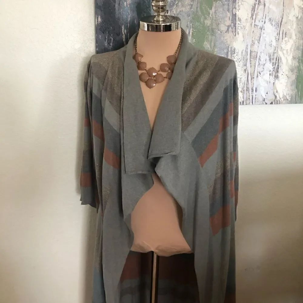 NWT PERUVIAN CONNECTION Camargue Pima Cotton Striped Duster Sweater